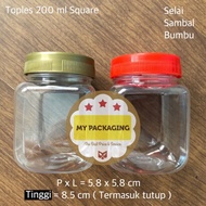 50pcs - Sambal Jar / Sauce & Soy Sauce Seasoning Container 200 ml SQUARE (contents 50) -