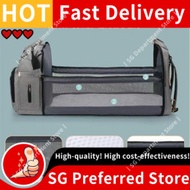 [SG Lucky Store][SG Stock]Mummy Bag Baby Bag Multifunctional Portable Stroller Bag with Folding Bed 