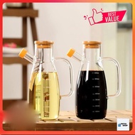 Bekas Botol Bamboo Glass Oil Jar Bottle 1000ML Kitchen Canister High Borosilicate Storage Organizer 