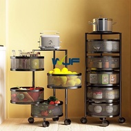 3 4 5Layer Rotatable Kitchen Utility Trolley Cart Shelf Storage Rack Organizer With Wheels Stand