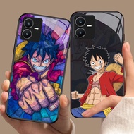 YS-69 Luffy Ace Sanji HD Glass Casing for VIVO Y22 Y35 Y75 Y28 Y22S V25 Y55 iQOO Z6
