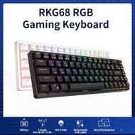Original RK68 (RK837) RGB Bluetooth 5.0 Hot Swappable Mechanical Keyboard Three-Mode Bluetooth Wireless/Wired Type-C 65% Gaming Keyboard Compact 68Keys White Backlight Keyboard for PC Laptop Computer