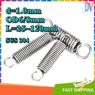 304 Stainless Steel, Tension Spring, Tension Spring with Hook (d=1.0mm,OD6/8mm,L=25~120mm)All Produc