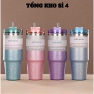 890ML Stainless Steel Emulsion Bottle WITH STRAW, 890ml emulsion painted thermos bottle, sparkling g
