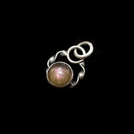 【水晶系列】紫拉長石 光柔和 925純銀簡約環形吊墜