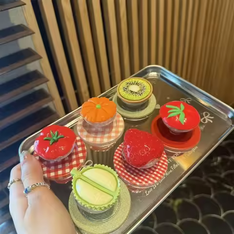 Korean Cute 3D Durian Strawberry Tomato for Magsafe Griptok Holder Phone Finger Ring Stand Support f