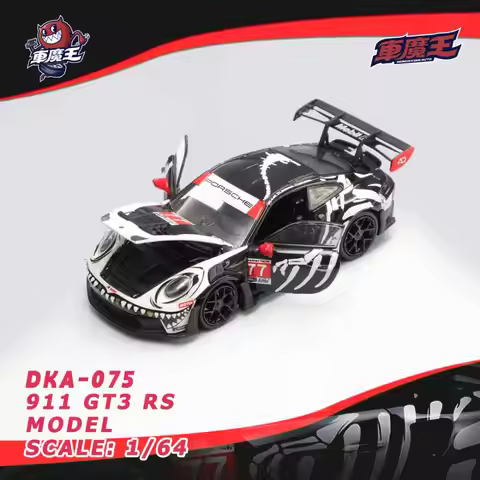 Demon King 1:64 Porsche 911 GT3 R 77 AO Racing 2025 IMSA Petit Le Mans Rexy Roxy Diecast Alloy Car M
