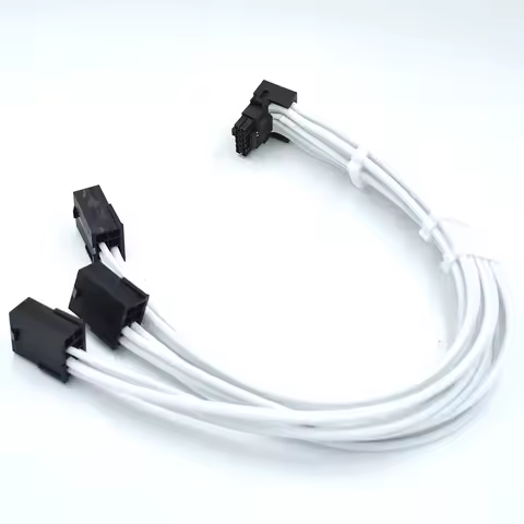 3x8 Pin PCI-E to 12VHPWR ATX 3.0 PCIe 5.0 16 Pin Down Bend Angled Adapter Soft Silicone Wire Sleeved
