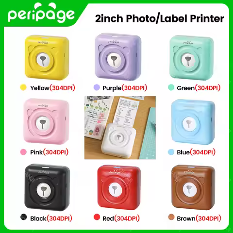 9 Colors Peripage A6 304DPI Mini Photo Printer Notes Sticker Label Printing Machine Bluetooth Portab