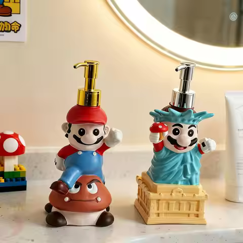 Cartoon Game Character Mario Soap Dispenser, Bathroom Hand Sanitizer Refill Bottle, Creative Desktop