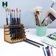 [Homyl] Wooden Paint Brush Holder Holding Rack Art Supply Storage Rack Versatile Desk