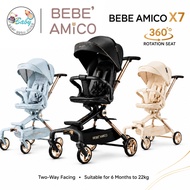 Bebe Amico X7 Kereta Sorong Bayi Dua Arah 360° | Newborn to 22kg Reversible Stroller