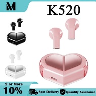 K520 Wireless Earbuds Stereo Earphones With Rotatable Love Heart Shaped Charging Case Low Latency He