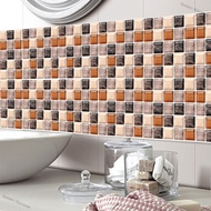 Golden Rainbow 6PCS 3D Mosaic Waterproof Bathroom Kitchen Decoration PVC Tiles Decal Sticker