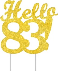 Hello 83 Cake Toppers Gold Glitter, Happy 83rd Birthday Cake Decorations Cheers to 83 Years Party De