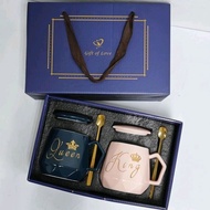 Popular Crown Pattern Ceramic Diamond Cup Couple Cup Coffee Cup Set Gift Double Cup Premium Set Gift