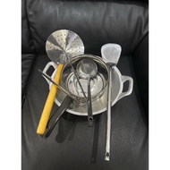 Cast Aluminum Frying Pan No. 10 + 16cm Stainless Steel Milk Pan + Spatula + Ladle Clamp Concave Fryi