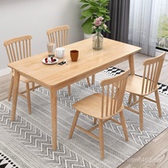 Combination Log Color Household Nordic Rectangular 4-Person Table 6-Person Small Apartment Dining Ta