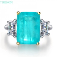 10*14 MM 8CT lab Paraiba Tourmaline High Carbon Diamond Gemstone Ring for Women 100% 925 Sterling Si