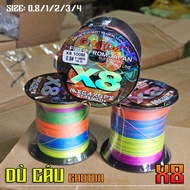 GHOTDA X8 fishing parachute line, soft and smooth 7-color fishing line with high load capacity Lengt