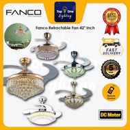 Fanco Retractable Designer Fan With Chandelier 42" Inch DC Motor