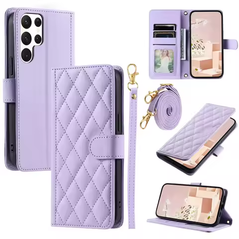 S25 S 25 Edge 5G Flip Case For Samsung Galaxy S25 Ultra Crossbody Leather Card Book Cover For Galaxy