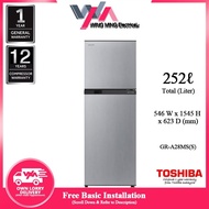 Toshiba 252L Refrigerator 2 Door/Peti Ais 2 Pintu Inverter (GR-A28MS) Peti Sejuk/Fridge/冰箱