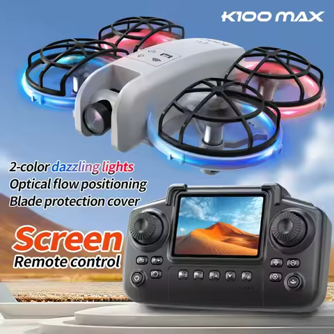 K100 MAX Mini Drone Full Paddle Protection Screen Control Drone Dual-colour Dazzle Colour Lights Lig