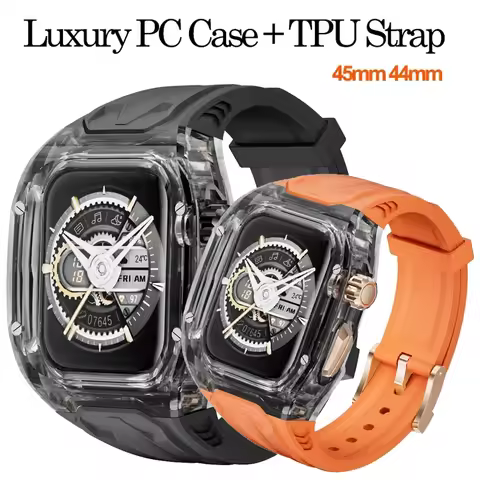 Modification Kit Transparent Protective Case+TPU Strap For Apple Watch 9 band for iWatch Series 9 8 