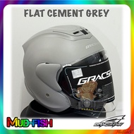 TOPI KELEDAR GRACSHAW GLAZZO G919 G919i 919 HELMET (FLAT CEMENT GREY)