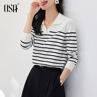 Osa Polo Neck แขนยาวลายทาง เสื้อสเวตเตอร์ถัก ผู้หญิง ฤดูใบไม้ร่วง ฤดูหนาว New Style Small Schiaparel
