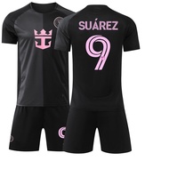 2526 New Miami Away Black No. 10 Messi Football Jersey Set 9 Suarez Sports Team Jersey
