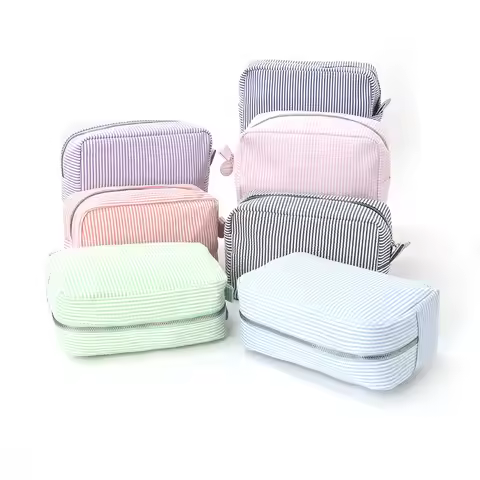 Cross-border seersucker cosmetic bag Indian style striped portable storage bag Mississippi popular t
