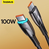 Baseus PD100W Led Light Usb Cable Type C Fast Charging Data Cable Type-C To Type-C 5A Mobile Phone Cord For Xiaomi Phones Laptop