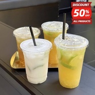 NEW -【100pcs】95mm Plastic Milk Tea Y/U Cup (12oz, 16oz, 22oz) With Flat/Dome/Strapless Lids