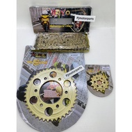 Y16/ Y15ZR/FZ150/Y15 Sprocket 420 Set (HOYO 420H Chain Gold + Spoket 420 HOYO (Gold) 1 Set