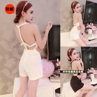 Temperament korean style nail beaded jumpsuit women s sexy jumpsuit snobbean shorts women wearing ba