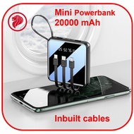 20000mAh Portable POWER BANK with cables inbuilt 5in1 Compact high-capacity Min PowerBank Fast Charg