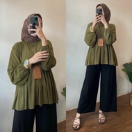 Moudah Top Arina Blouse PeplumWanita CoolAirFlow Crinkle