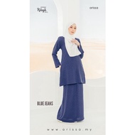 Baju Kurung Fiona Cotton BLUE JEANS Ironless Saiz S-5XL Plain Loose (Plus Size) Ready Stock Baju Raya Viral 2024