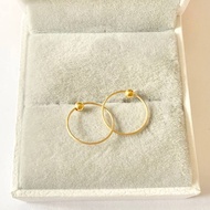 Pawnable 18K Saudi Gold Mini Ball Hoop Earrings 18K Gold Earrings 916