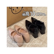 heels high heels Nude Pointed Toe 10CM Thick Heel Mary Janes - Women's High Heels