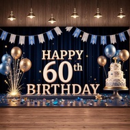 Happry 60th Birthday Banner Party Backdrop 60th Celebration Birthday Banner Photo 60th Birthday Part