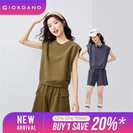 GIORDANO Women T-Shirts 100% Cotton Terry Lining Cap Sleeve Summer Sweat Tee Crewneck Simple Fashion