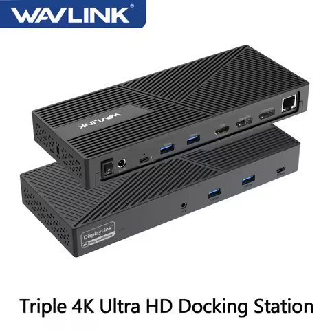 Wavlink USB-C Universal Triple 4K Display Docking Station USB3.0 Laptop Dock 3 Monitors With HDMI/DP