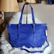 Large Long Handle Nylon Shopper Tote Bag Mango Touch  Blue