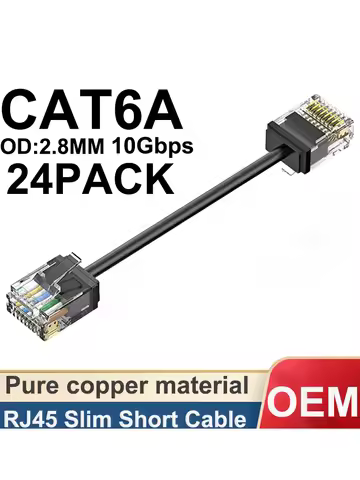 Cat6/Cat6a 24 Pack Slim RJ45 UTP Network Cord 10Gbps Cat 6 Patch Cable for NAS PS5 Patch Panel to Sw