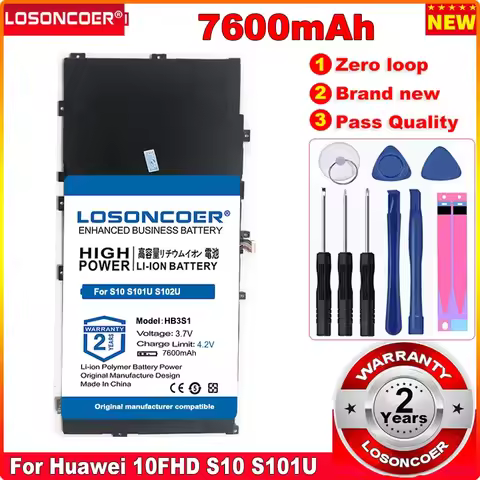 LOSONCOER 7600mAh HB3S1 Tablet Battery For Huawei MediaPad 10FHD S10 S101U S101L S102U