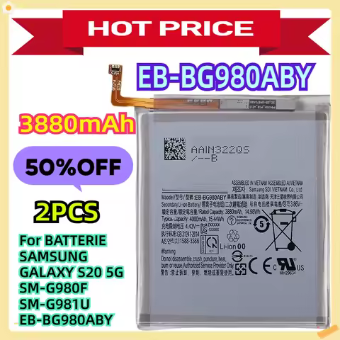 For BATTERIE SAMSUNG GALAXY S20 5G SM-G980F SM-G981U EB-BG980ABY 2pcs