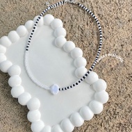 PUTIH White shell bead necklace white shell bead choker necklace
